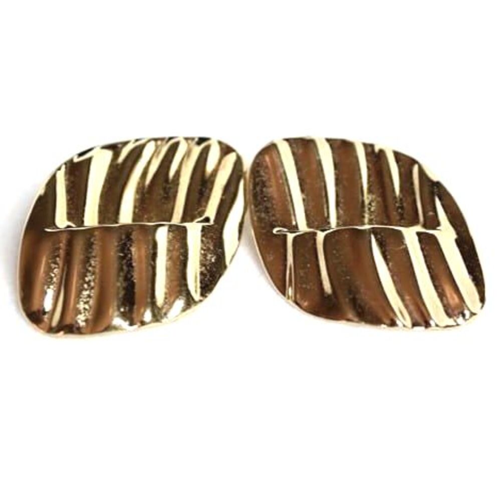 Vintage Boho Wavy Glossy Gold Tone Statement Post Earrings Like New